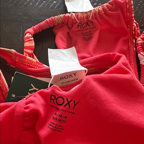 NEW Roxy Seaside Tropicals Bikini Medium Bralette Top Cheeky High Leg Bottom NWT - Picture 13 of 16